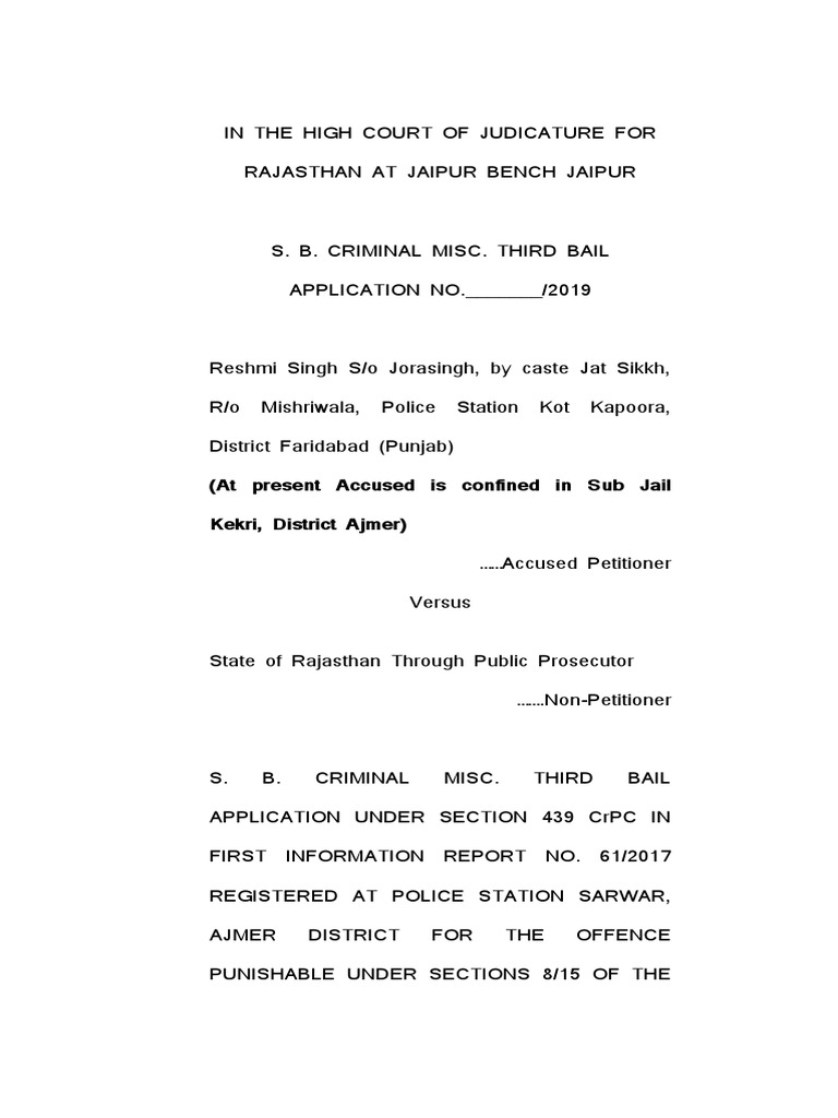 Third Bail Application in High Court | PDF | Bail | Criminal Justice