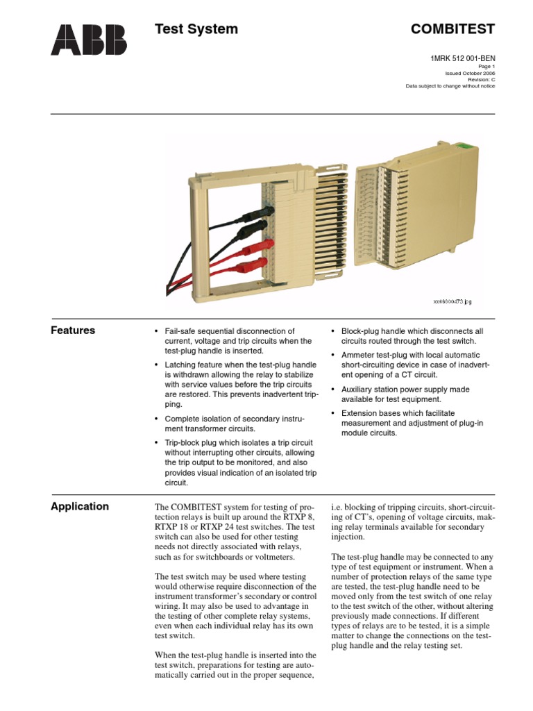 Abb Test Switch Catlogue | PDF | Electrical Connector | Ac Power Plugs And  Sockets