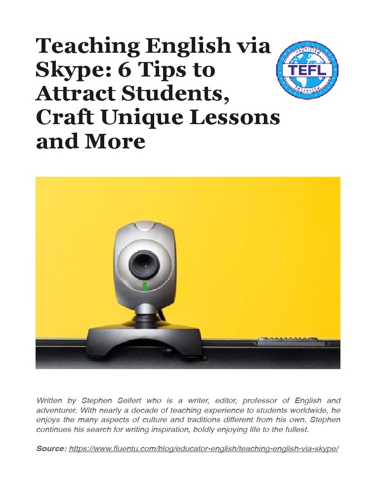 Six Tips For Teaching English Via SkypeFacetime PDF English As A