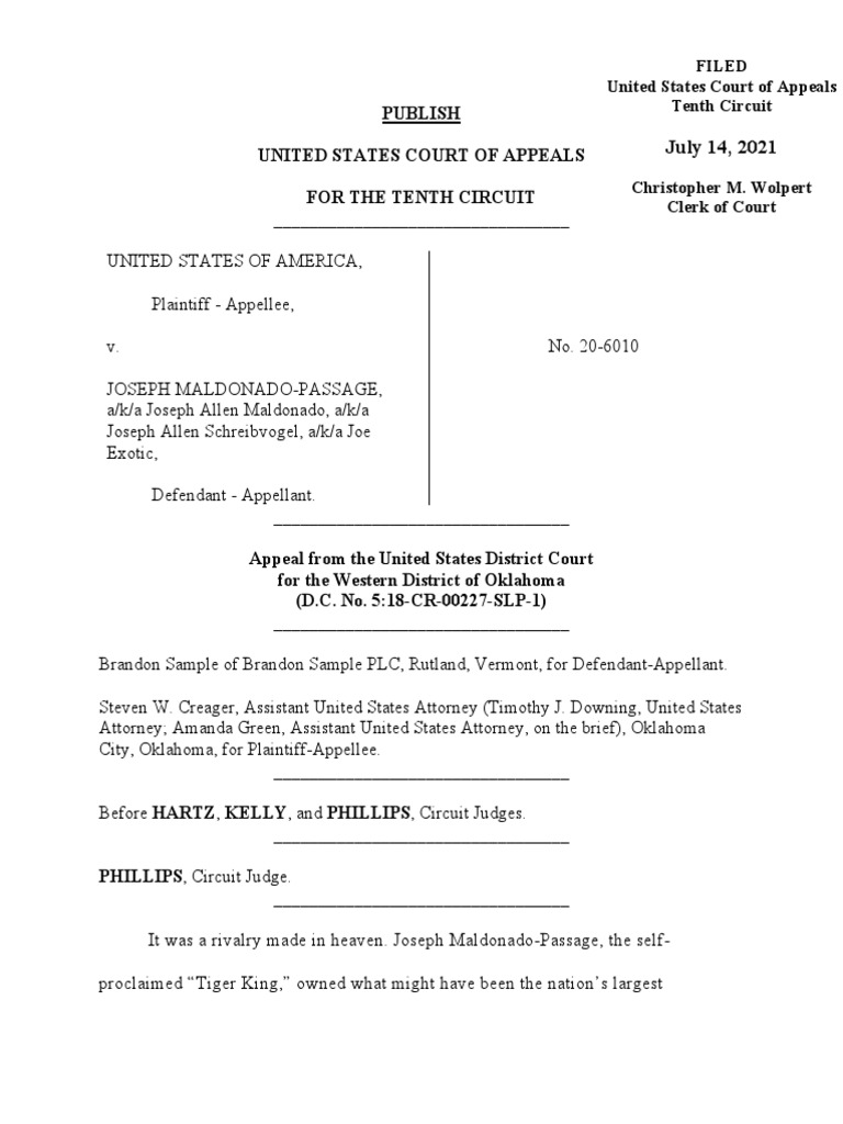 Joe Exotic 10th Court Opinion PDF United States V. Booker