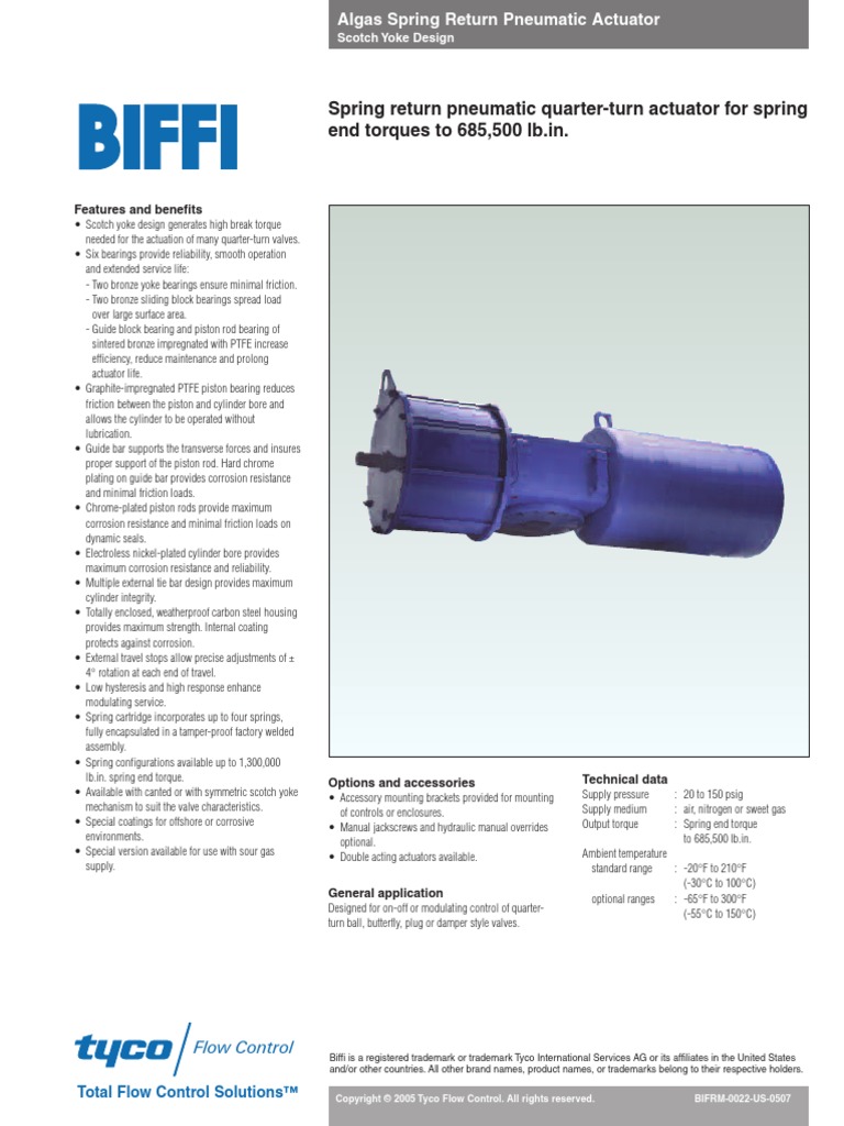 BIFFI Actuator Complete Manual PDF Bearing (Mechanical) Piston