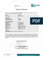Health Certificate: Anamnesis