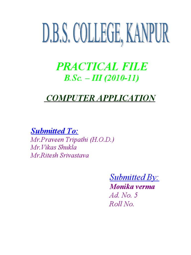 Practical File: B.Sc. - III (2010-11) | PDF