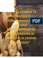 Proyecto para La Creacion y Funcionamiento de Una Microempresa de Panificadora Al Paso en La Ciudad de Juliaca