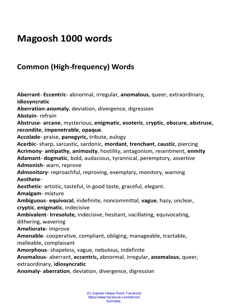 What Is The Definition Of High Frequency Words