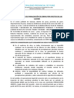 Acta de Acuerdo de Paralización de Obras Por Efectos de Las Lluvias