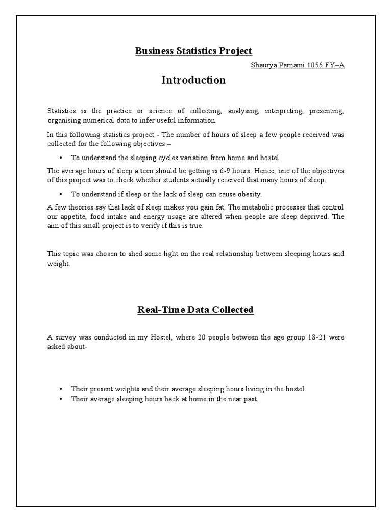 Statistics Project - Final Draft | PDF | Correlation And Dependence ...