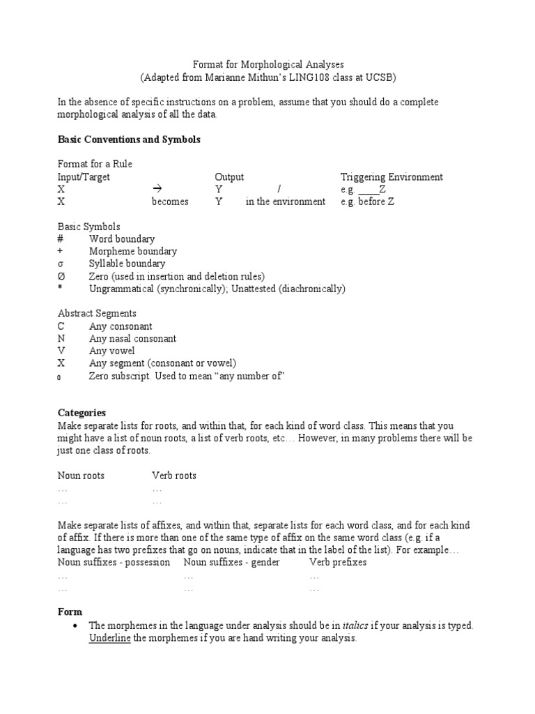 Morphological Analysis Guidelines | PDF | Morphology (Linguistics ...