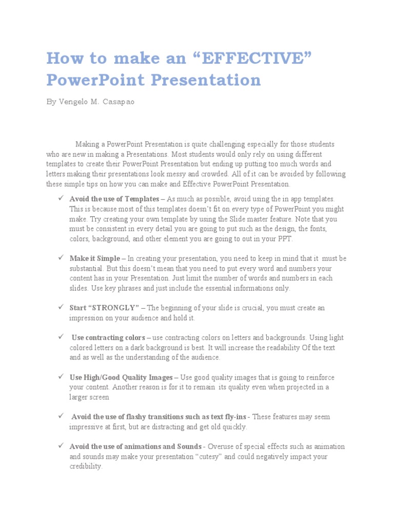 Effective PowerPoint Presentation Tips | PDF | Career & Growth | Business