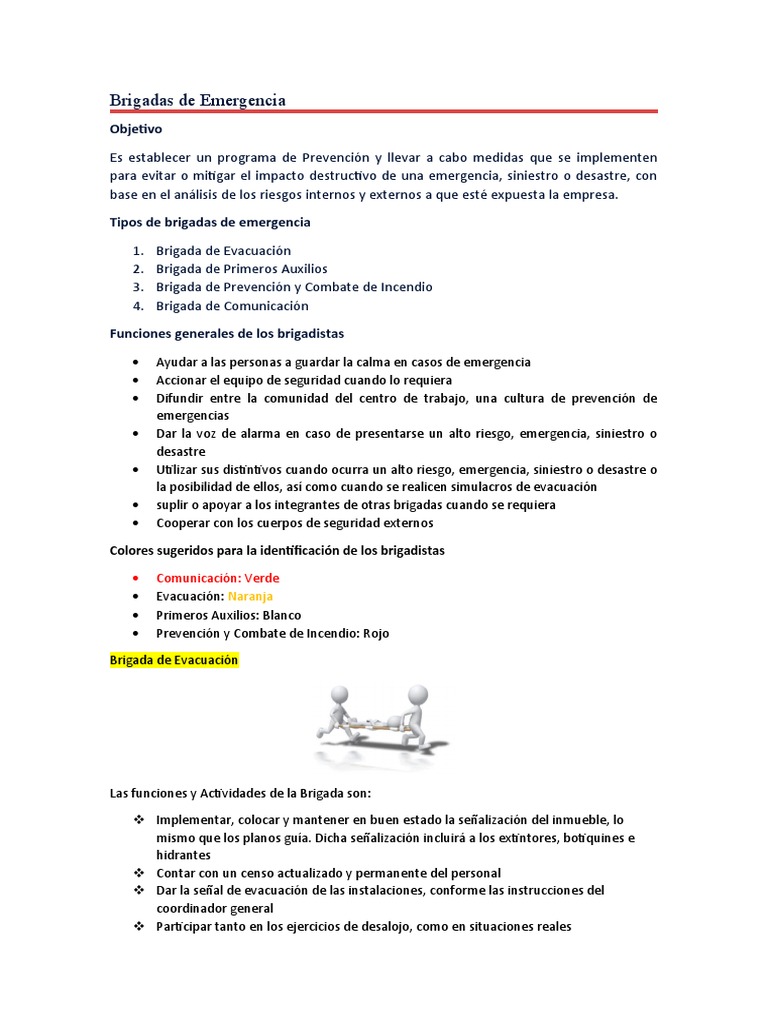 Tipos y Funciones de Brigadas de Emergencia | PDF | Defensa Civil ...