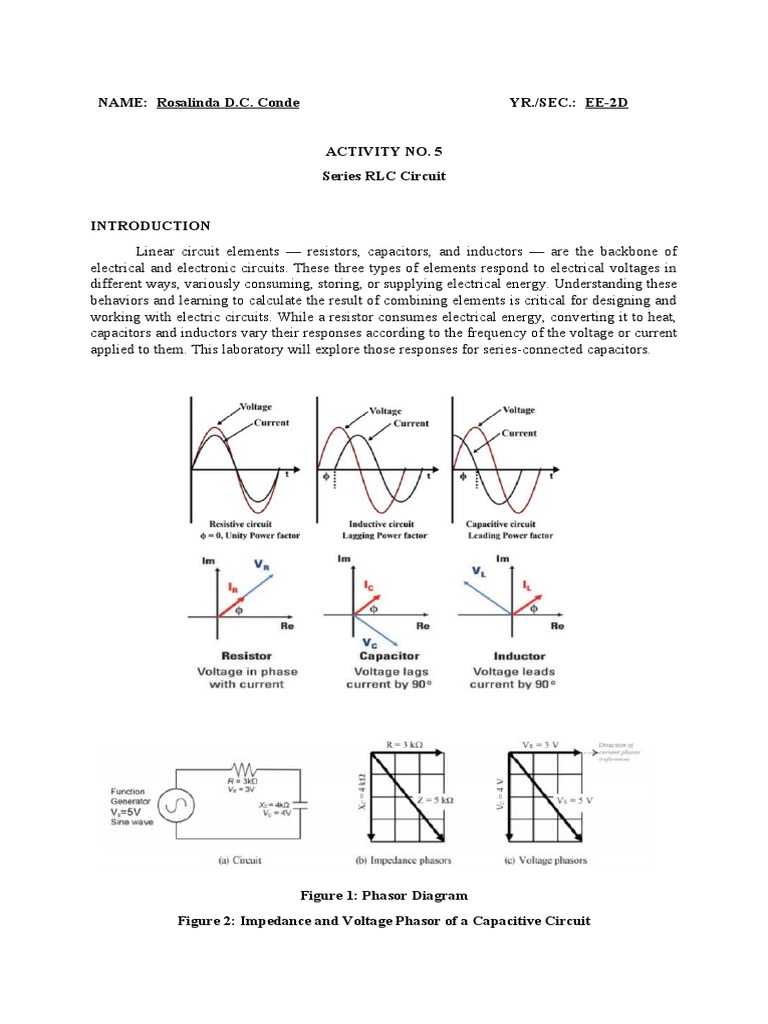 Measuring impedance and phase angles in a series RLC circuit PDF Electrical Network