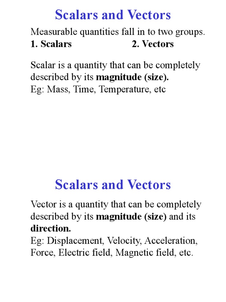 Scalars and Vectors PDF Euclidean Vector Linear Algebra