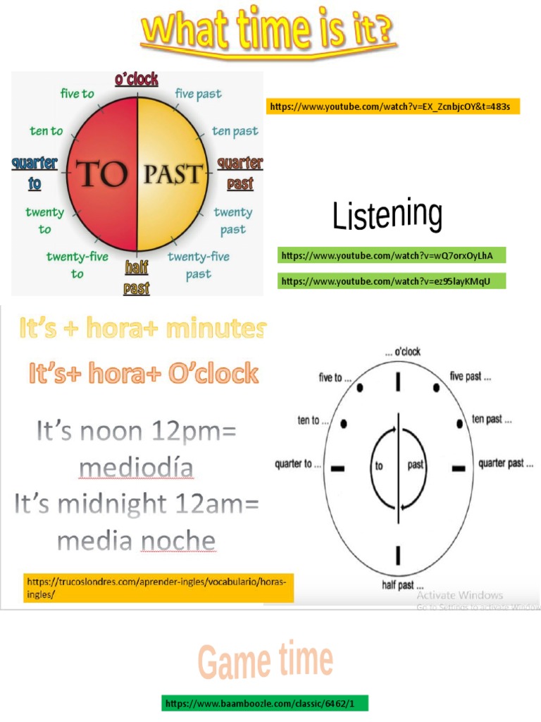 ESL Time-Telling Resources | PDF