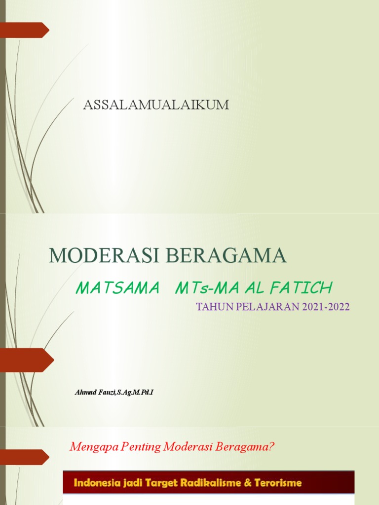 MODERASI BERAGAMA (Matsama Ma Al Fatich) | PDF | Politik | Ilmu Sosial