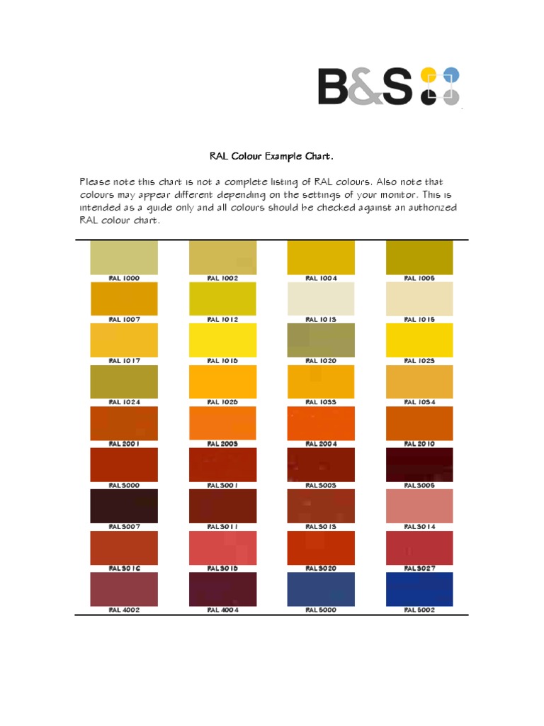 RAL Color Chart Guide | PDF | Home & Garden | Technology & Engineering