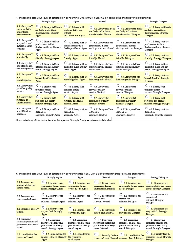 Library Customer Service Satisfaction Survey | PDF | Business | Science