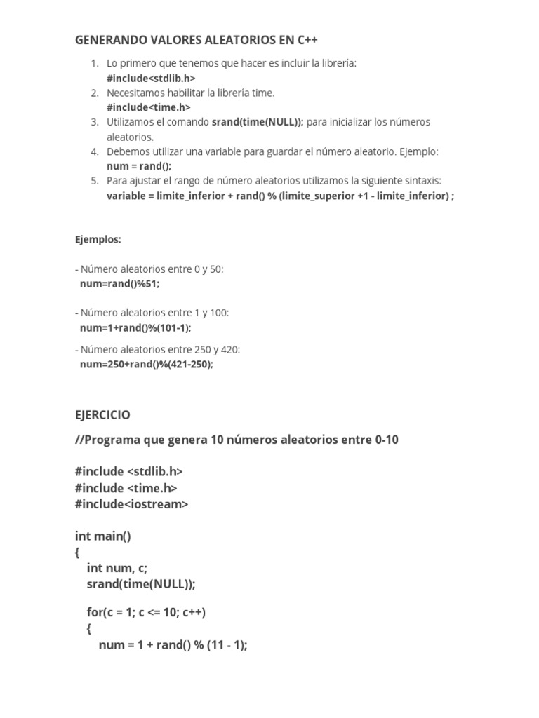 Valores Aleatorios en C | PDF