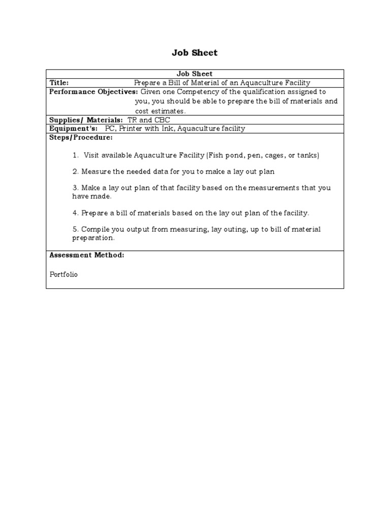 Job Sheet | PDF