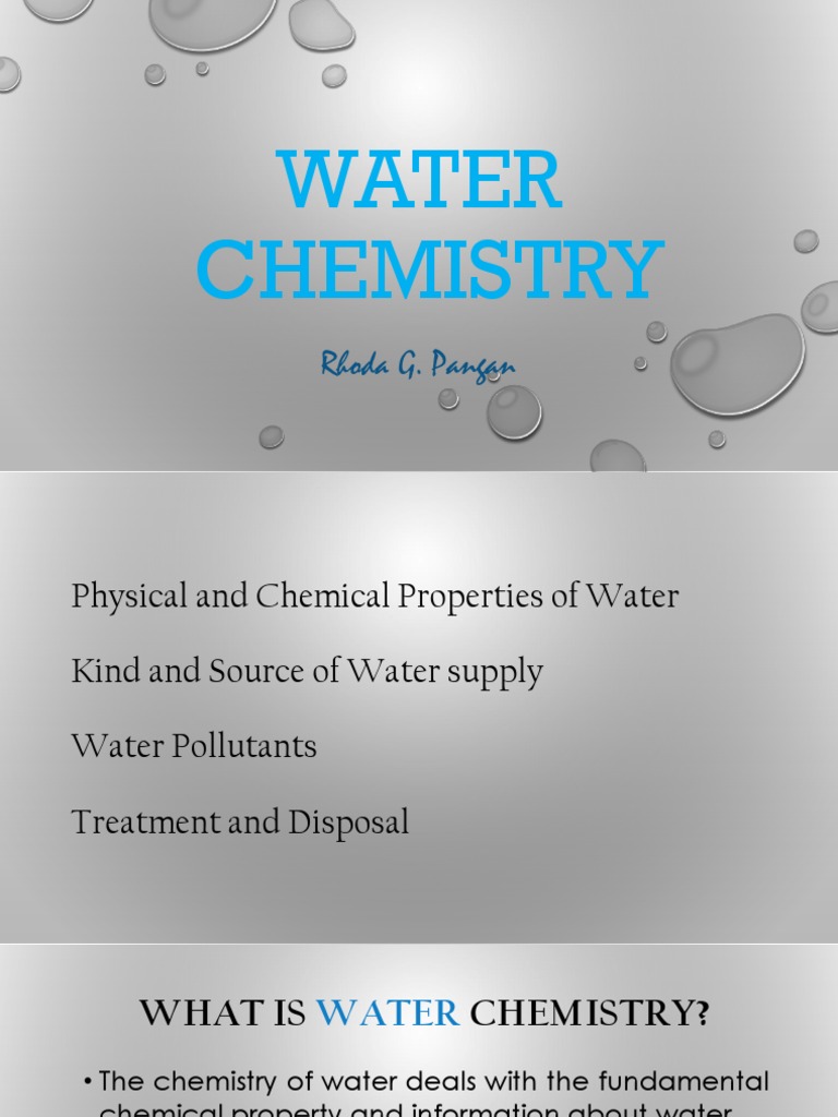 L13 Chemistry of WATER PDF Water Pollution Chemical Compounds