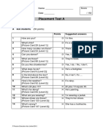 Placement Test A: Speaking A Ask Students. (50 Points) Points Suggested Answers 1 2