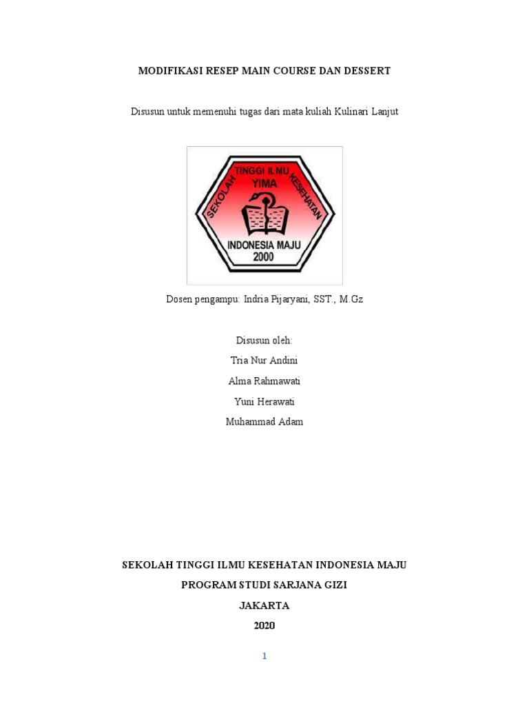 Modifikasi Resep Main Course Dan Dessert PDF