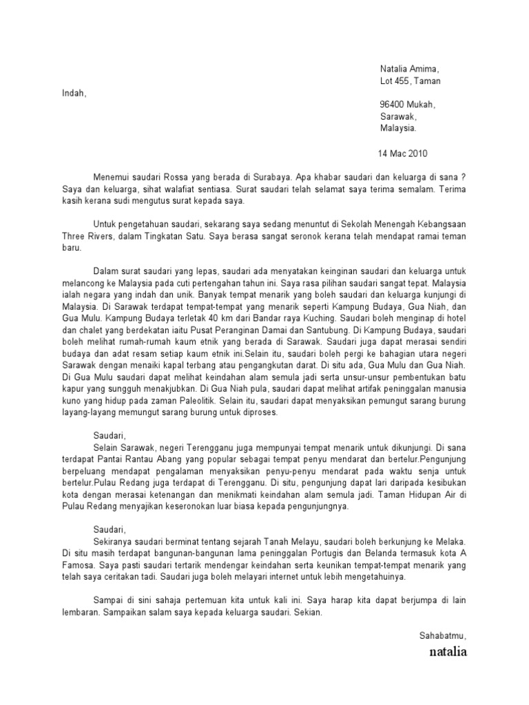 Surat Tidak Rasmi Kepada Sahabat Di Luar Negara - Letter.7Saudara.com
