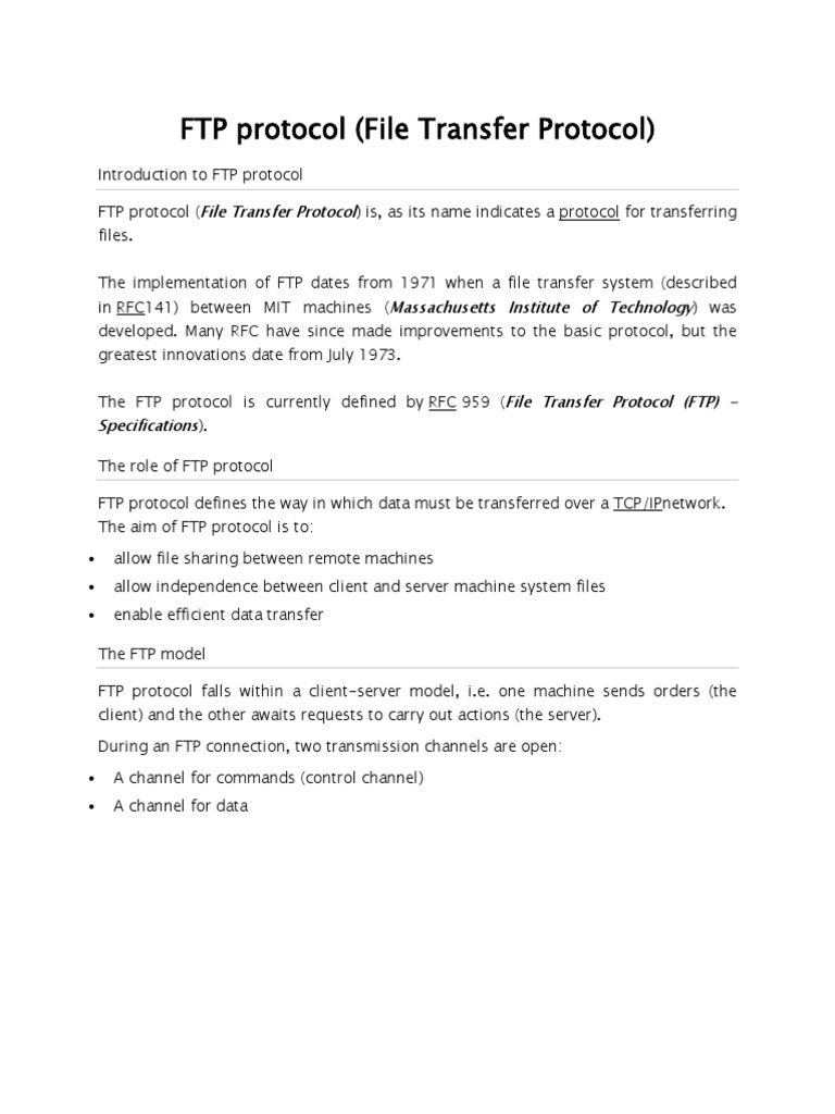 FTP Protocol (File Transfer Protocol) | Download Free PDF | File ...