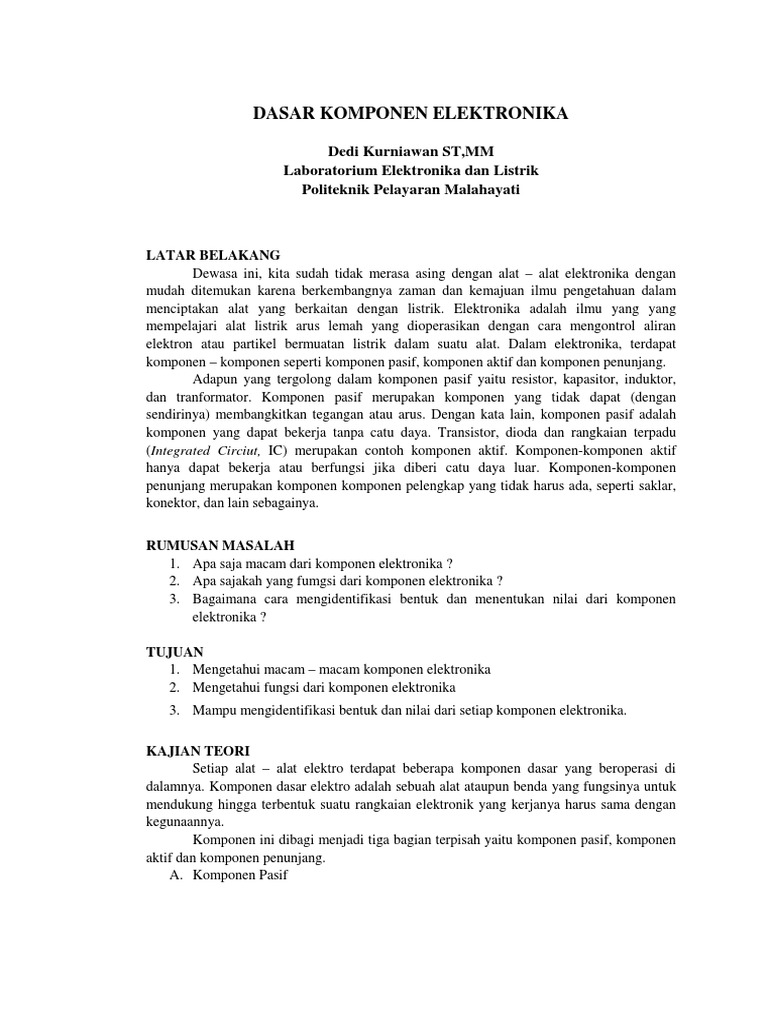 Alat Elektronika untuk Mengatur Arus | PDF | Teknologi & Rekayasa