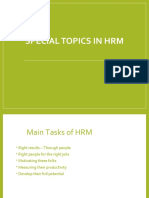 HRM Special Topics: Key Roles, Focus Areas, and Changing Environment