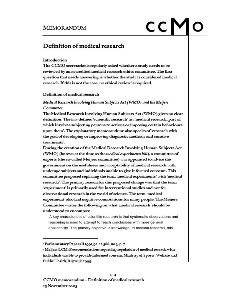 Definition of Medical Research PDF Clinical Trial Experiment