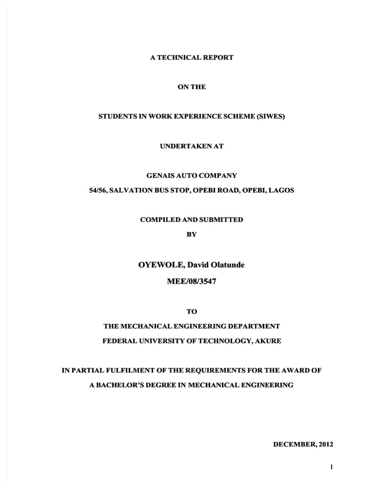 SIWES Report: Genais Auto Company | PDF | Inventory | Vehicles