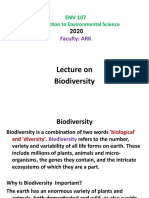 Lecture On Biodiversity: Introduction To Environmental Science