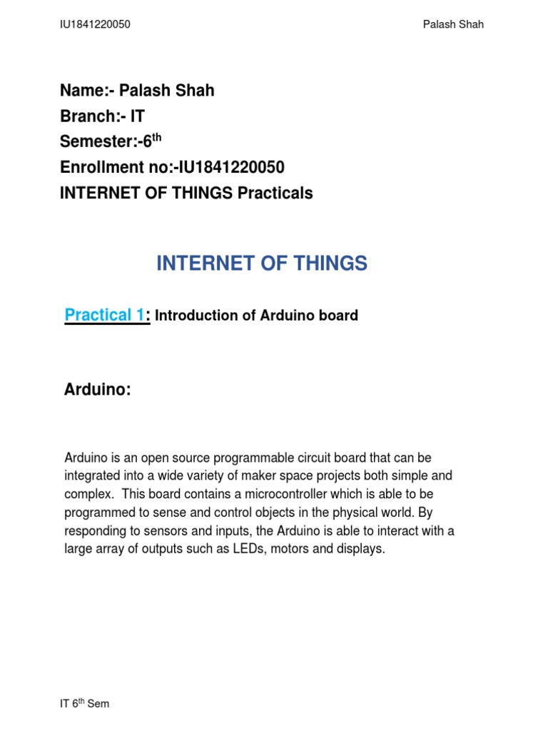 Arduino And Iot Practical Guide Pdf Arduino Information Age