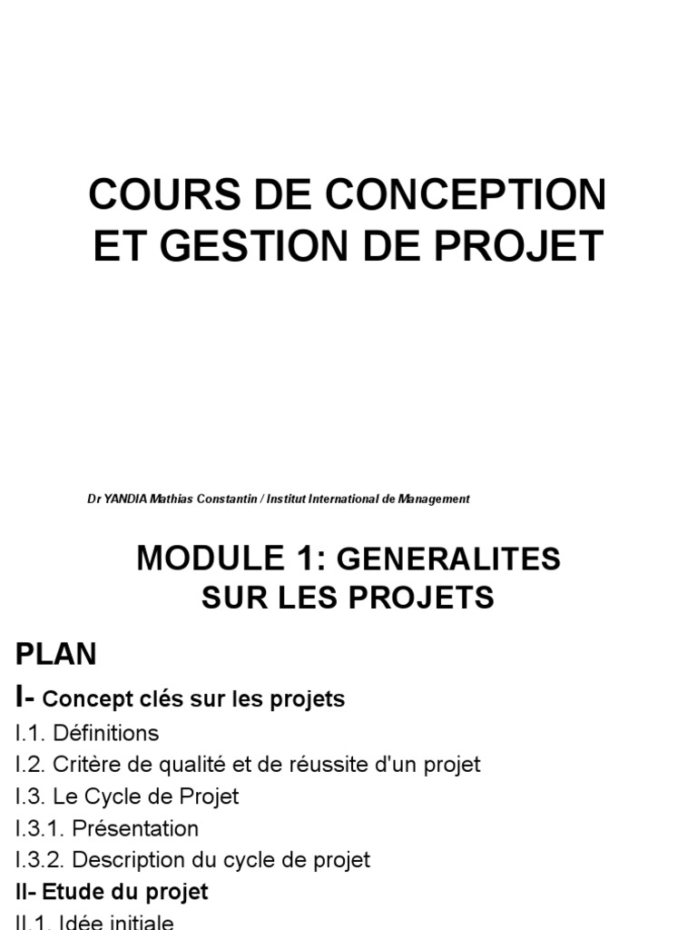 Cours de Conception et Gestion de Projet | PDF | Gestion de projet ...