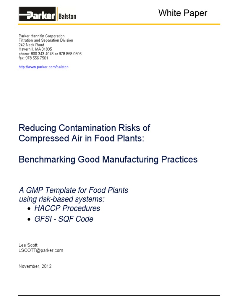 Compressed Air For Food GMPs | PDF | Food Safety | Hazard Analysis And ...