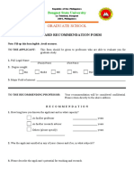 BSU Graduate School Recommendation Form