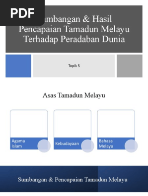 Topik 5 Sumbangan Hasil Pencapaian Tamadun Melayu Terhadap Peradaban Dunia Pdf