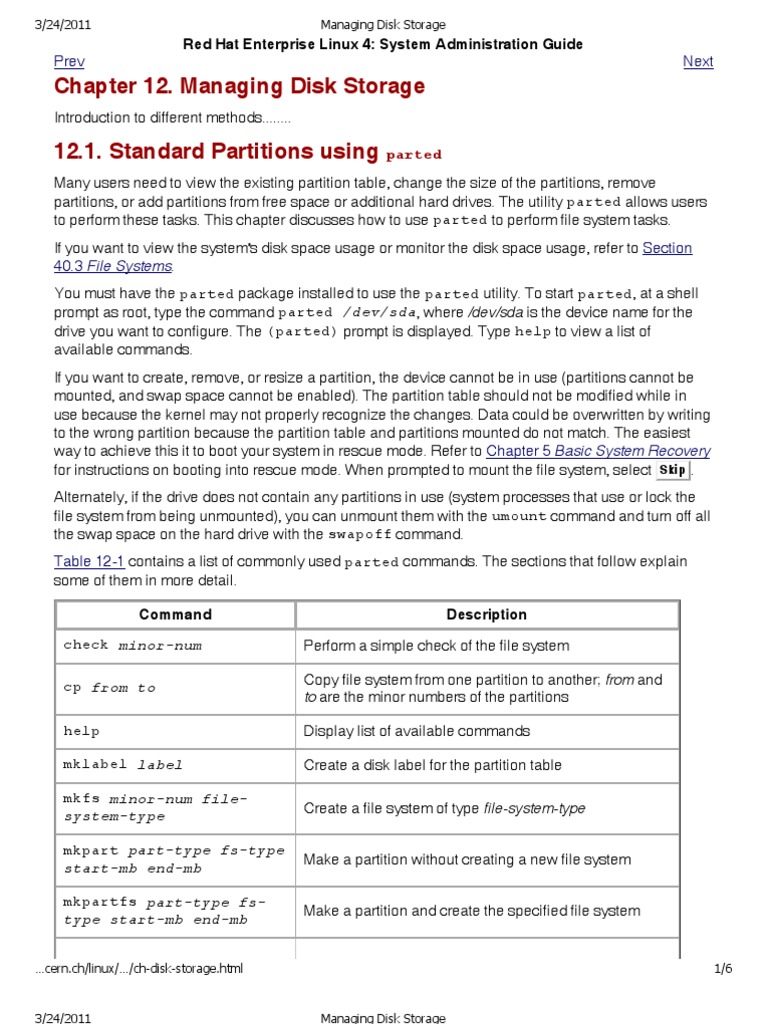 Chapter 12. Managing Disk Storage: Red Hat Enterprise Linux 4: System ...