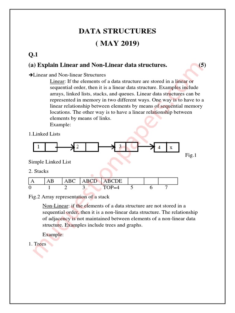 Data Structures (MAY 2019) : Q.1 (A) Explain Linear and Non-Linear Data ...