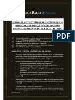 Summary of The Temporary Measures For Reducing The Impact of Coronavirus DISEASE 2019 (COVID-19) ACT 2020 (ACT 829)