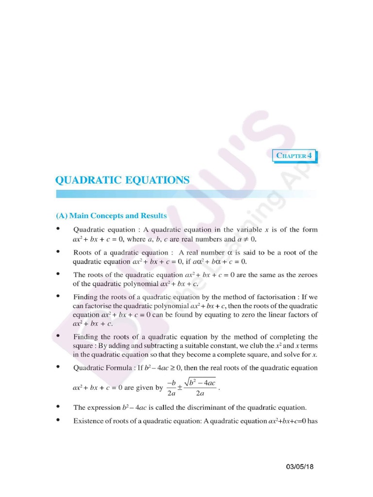 Ncert Exemplar Class 10 Maths Chapter 4 | PDF