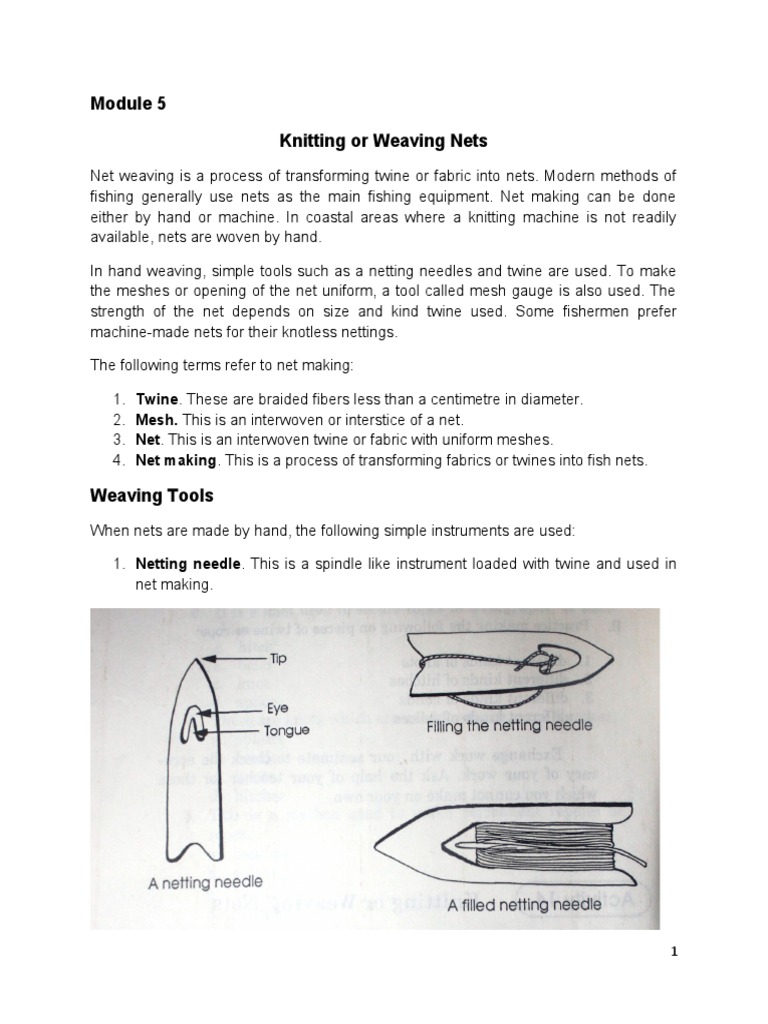 Hand Weaving Fishing Nets Guide | PDF | Knot | Knitting