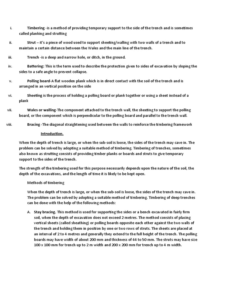Timbering Notes GBC | PDF | Deep Foundation | Building Engineering