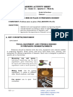 Learning Activity Sheet: (Cookery - Grade 11 - Quarter 2 - Week 5)