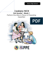 Cookery NCII: Perform The Mise in Place in Preparing Appetizer