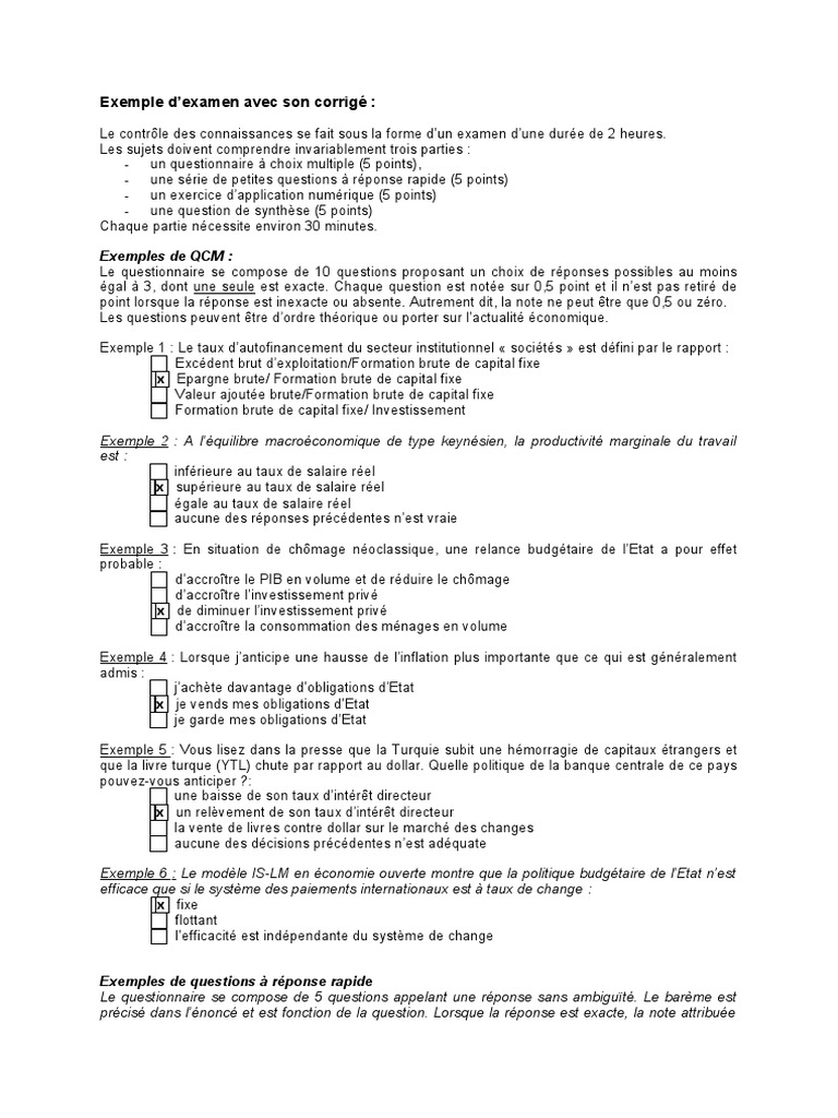 Esd103 Exemple Examen 1252668058633 Pdf Produit Interieur Brut Chomage
