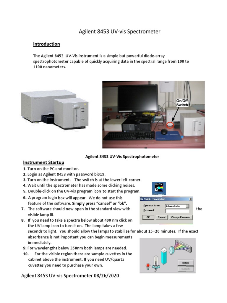 An Instruction Manual for Operating the Agilent 8453 UVVis
