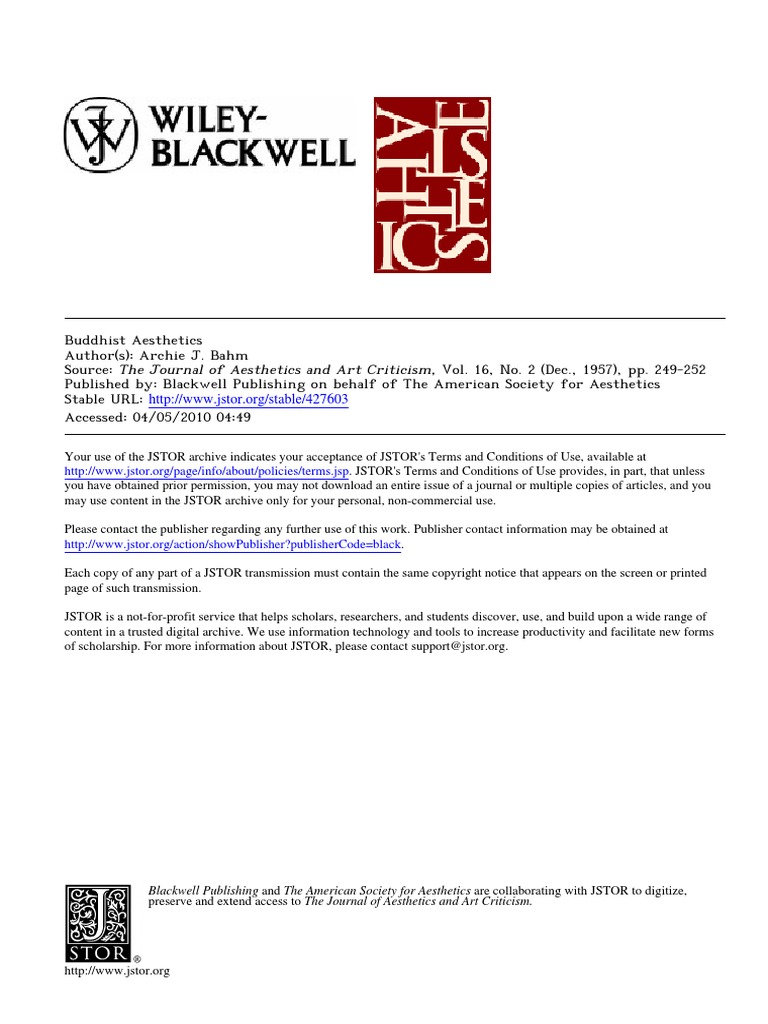 Buddhist Aesthetics Bu Archie J. Bahm | PDF | Aesthetics | Happiness