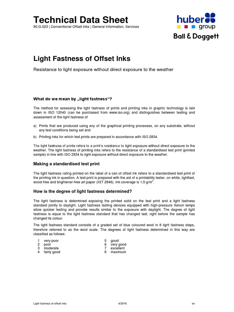 Light Fastness of Offset Inks Explained | PDF | Pigment | Nature
