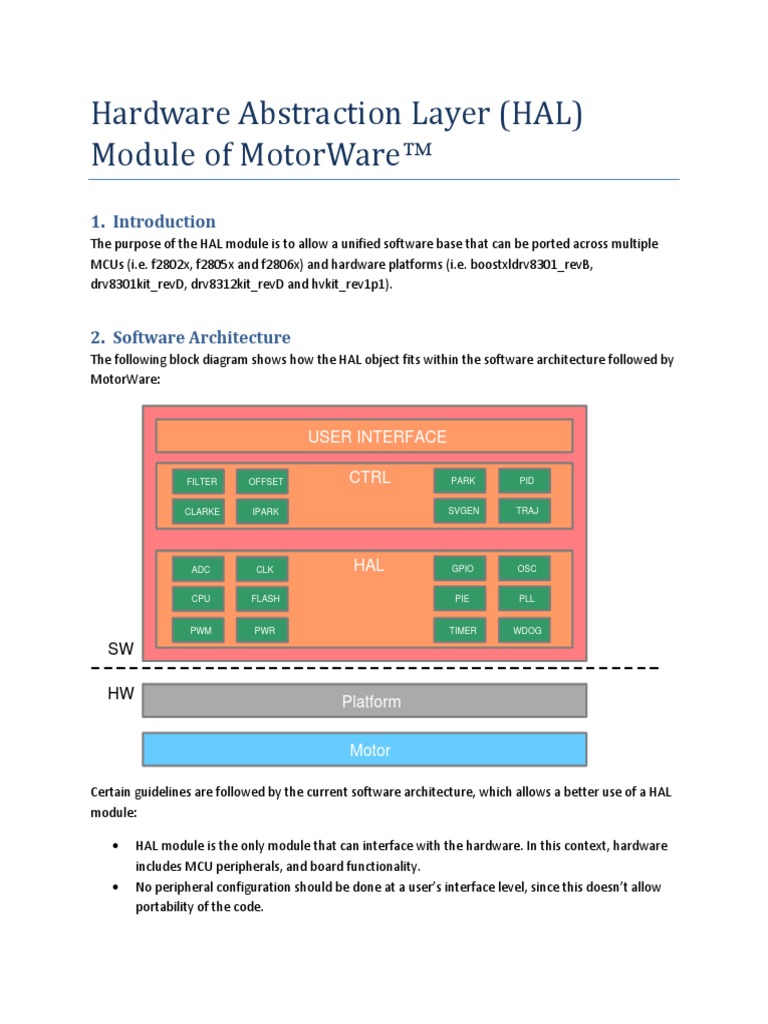 Hardware Abstraction Layer (Hal) Module of Motorware User Interface